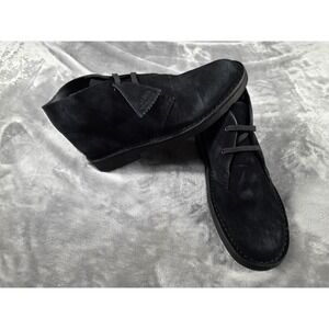 Clarks Desert Black Suede Womens 5.5 W‎ Lace Up Chukkas Boots